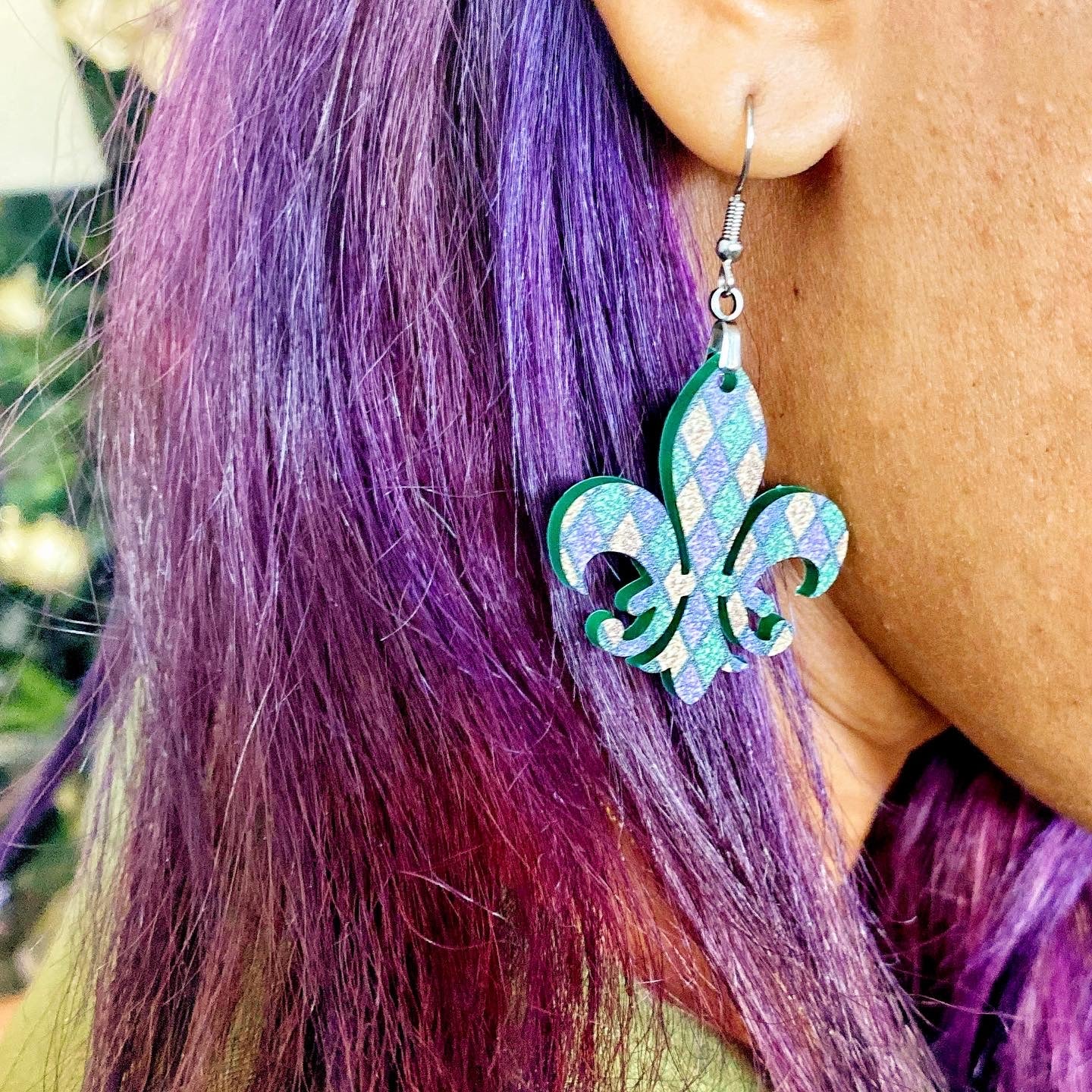 Mardi Gras fleur de lis earrings