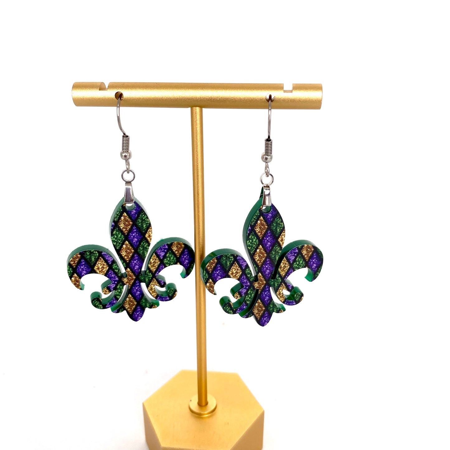 Mardi Gras fleur de lis earrings