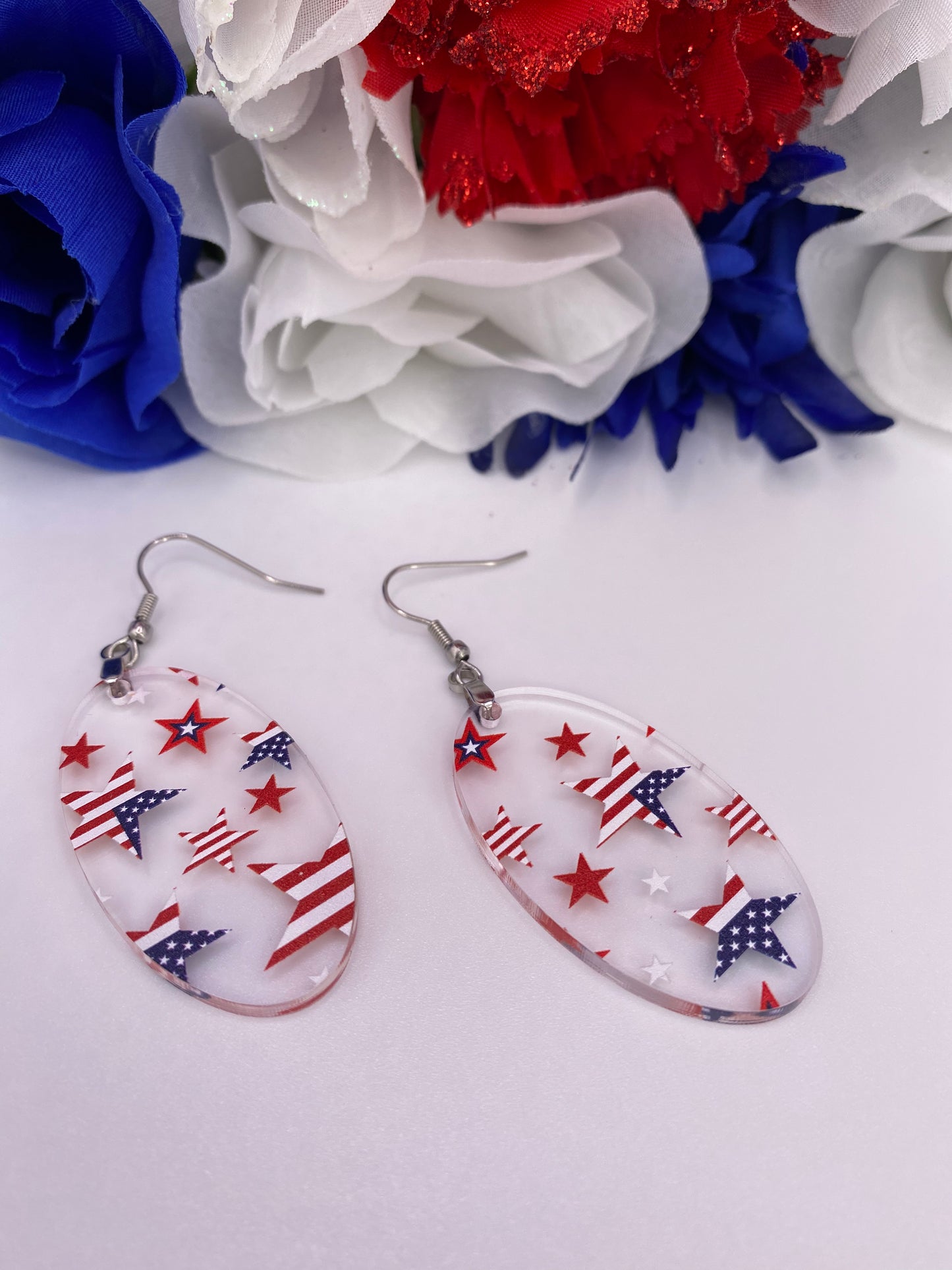Patriotic Earrings | Oval Shape