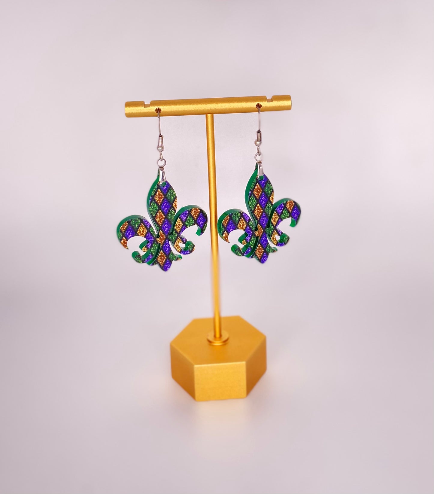 Mardi Gras fleur de lis earrings