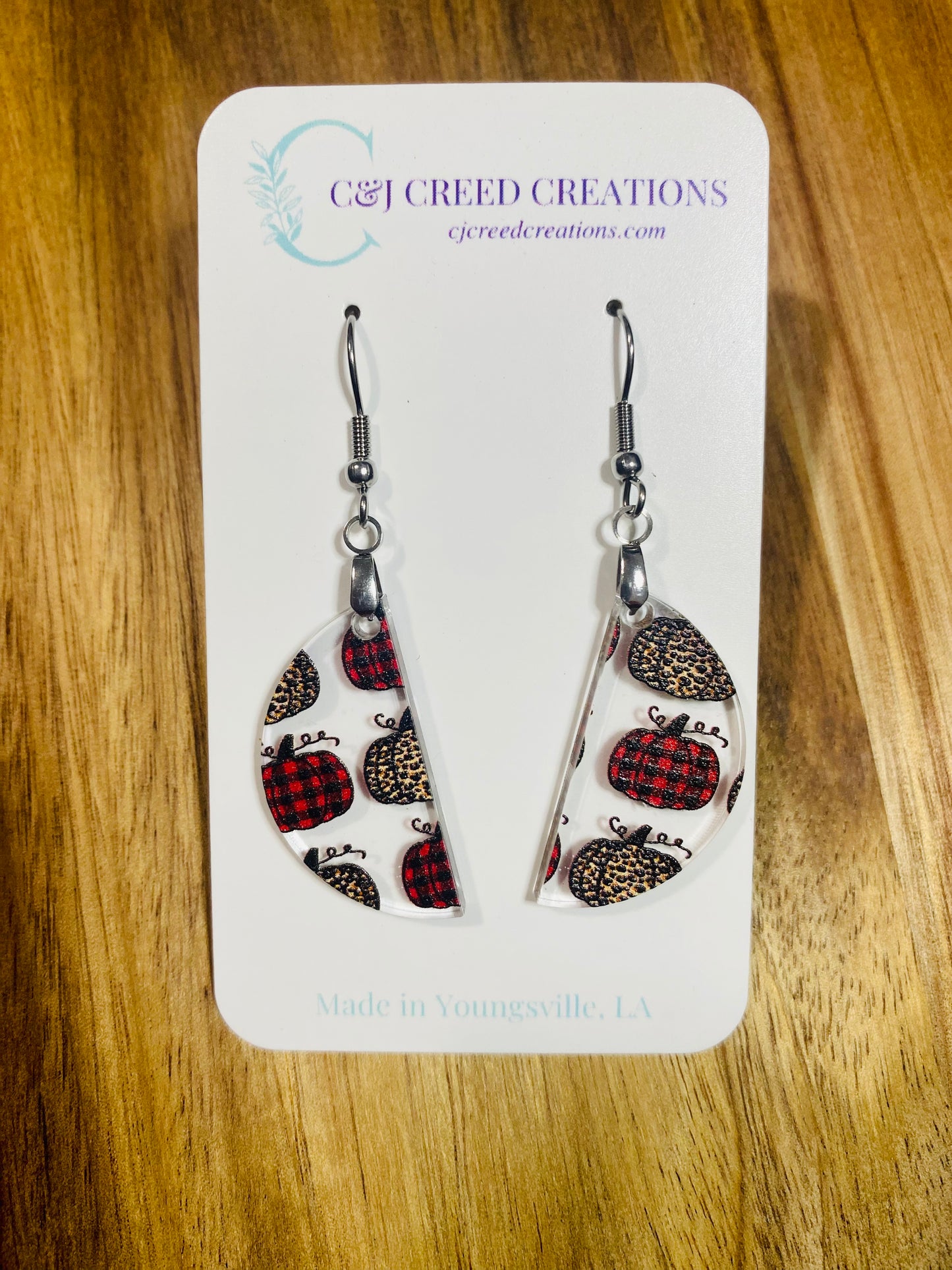 Buffalo Plaid Pumpkin Earrings - Style 2