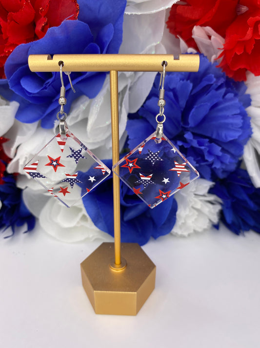 Patriotic Earrings | Square Shape