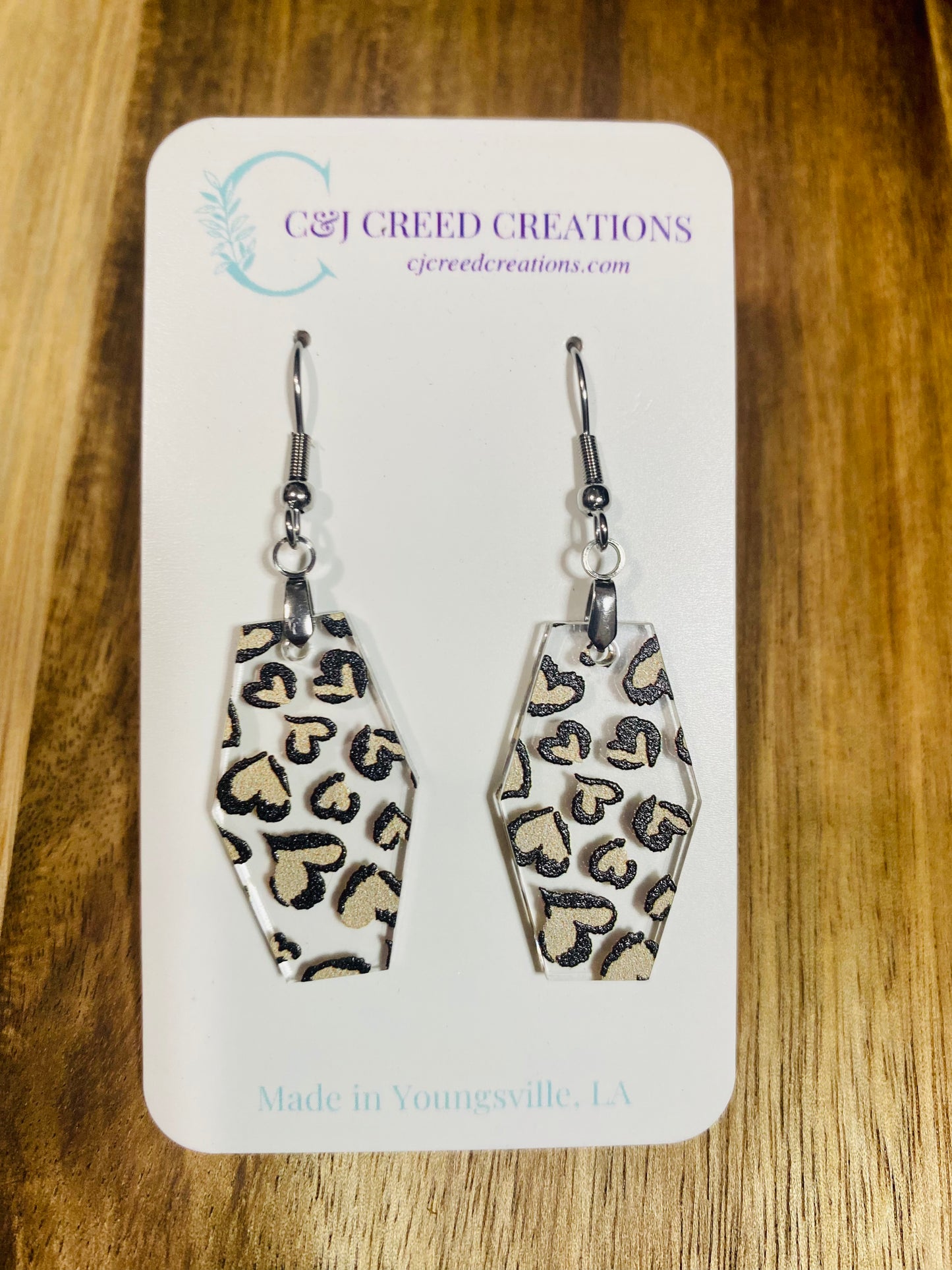 Leopard Heart Print Earrings (Style 4)