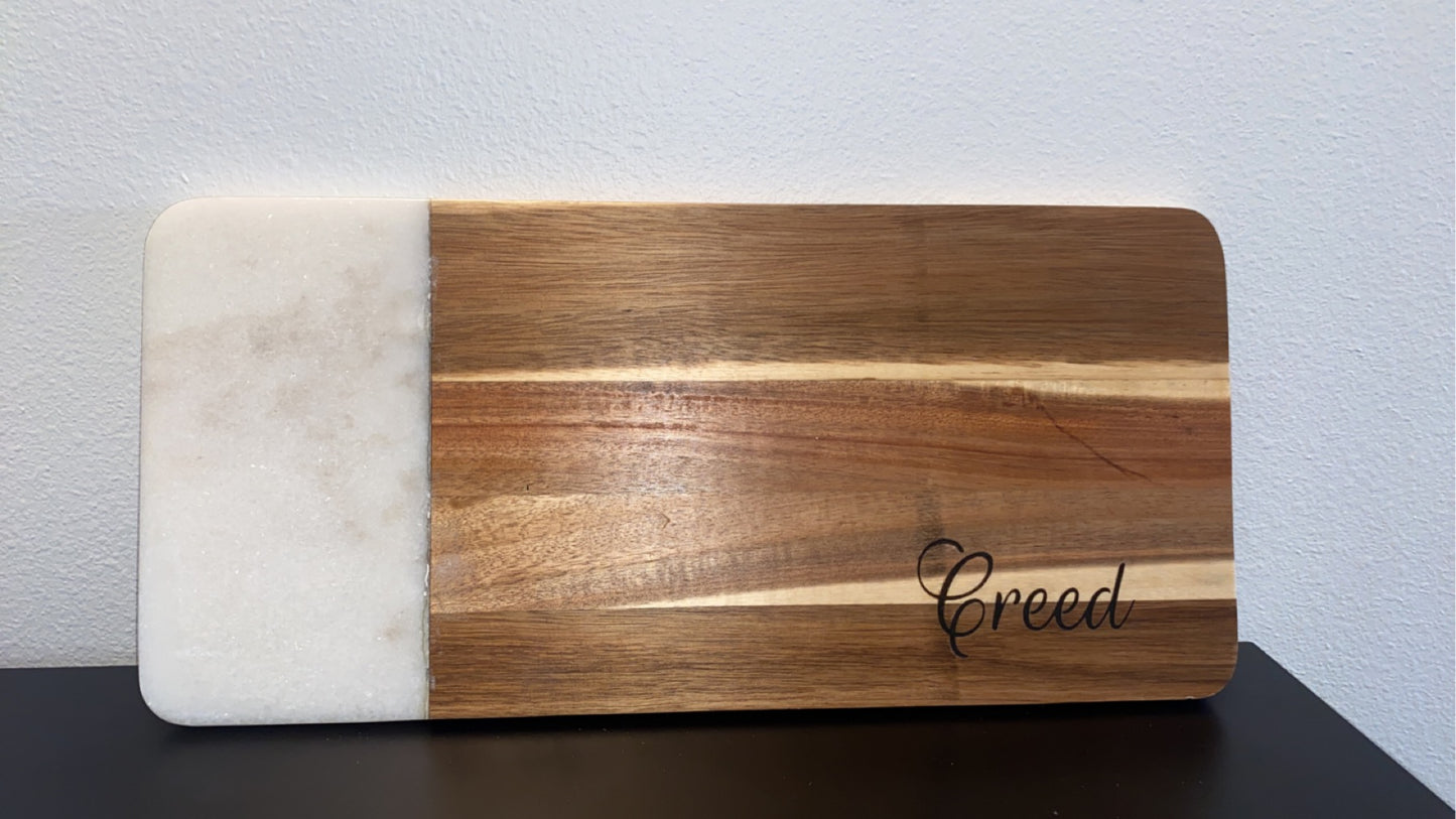 Personalized Wood & Marble Serving Board