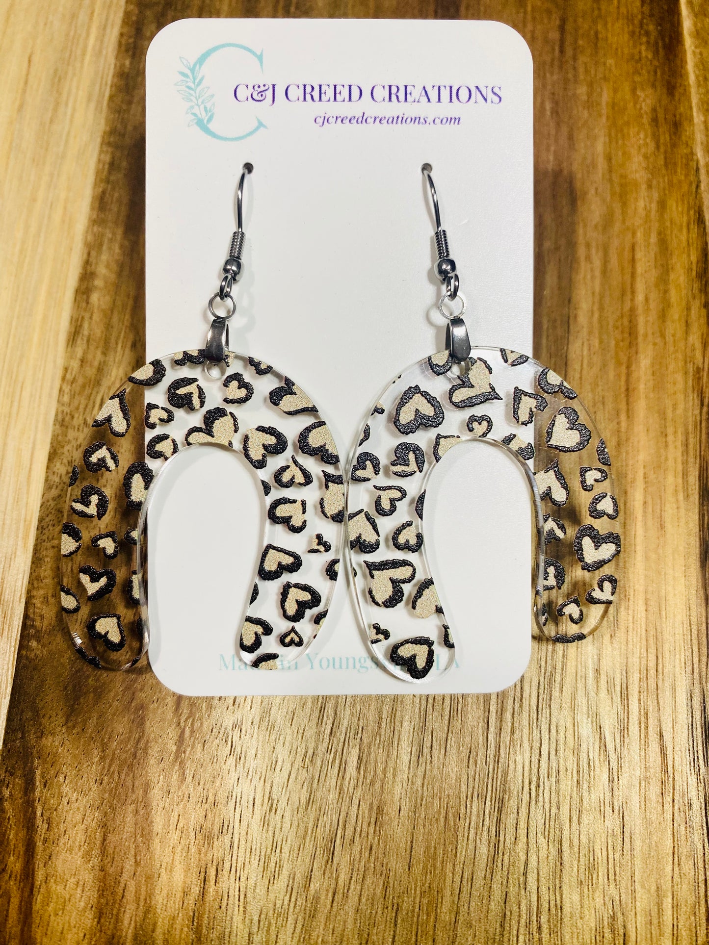 Leopard Heart Print Earrings (Style 5)