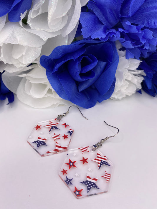Patriotic Earrings | Hexagon Shape
