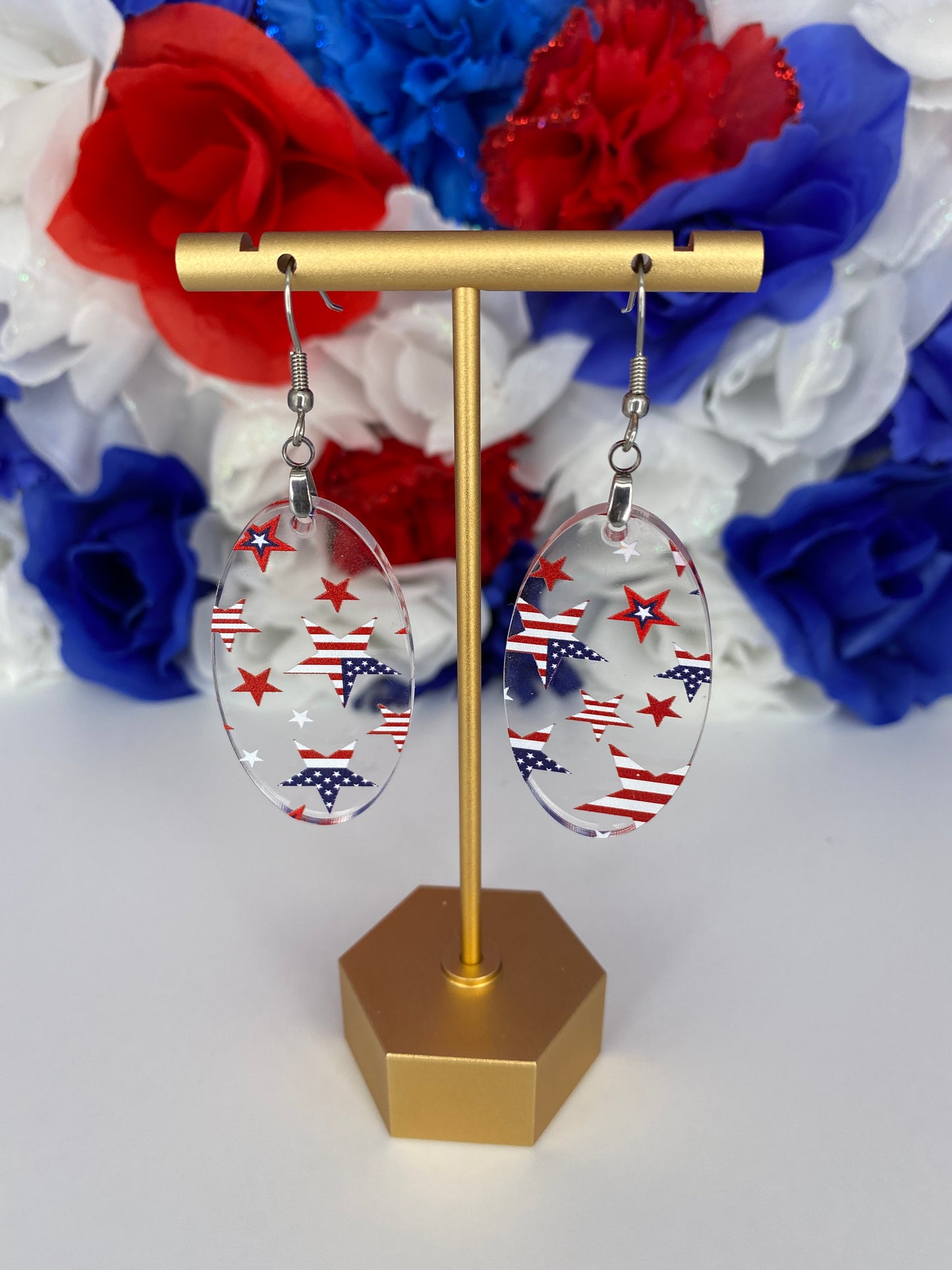 Patriotic Earrings | Oval Shape