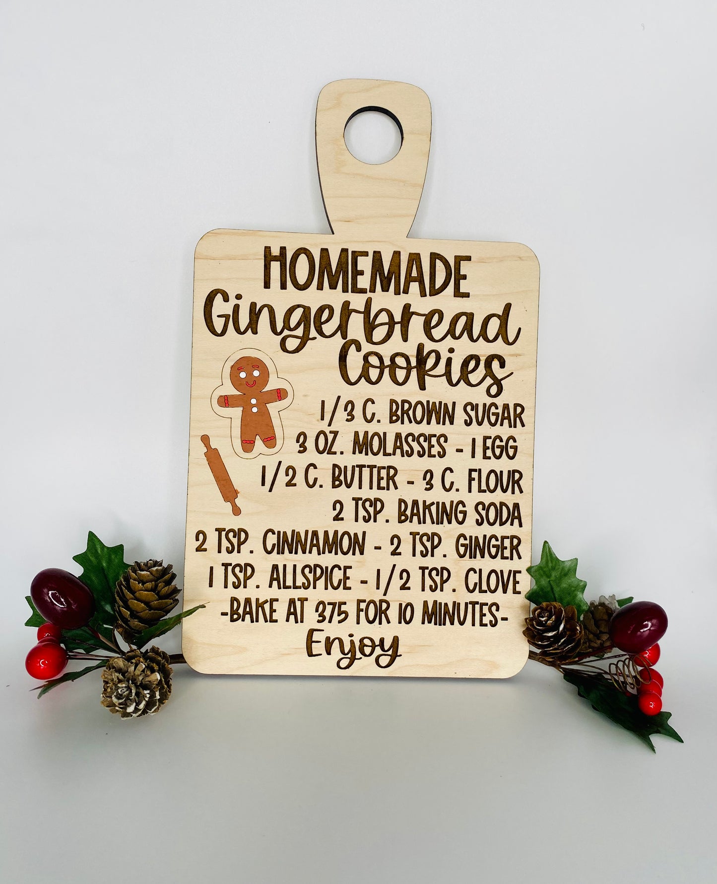 Gingerbread Cookie Recipe Cutting Board