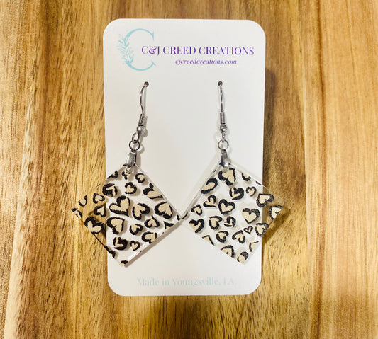 Leopard Heart Print Earrings (Style 7)