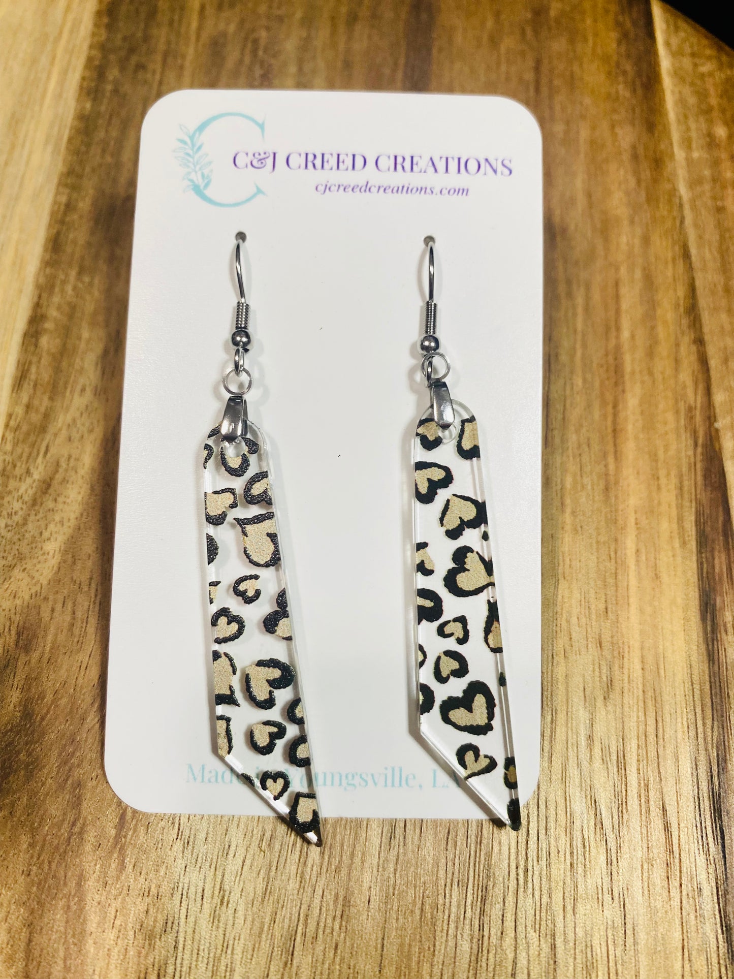 Leopard Heart Print Earrings (Style 3)