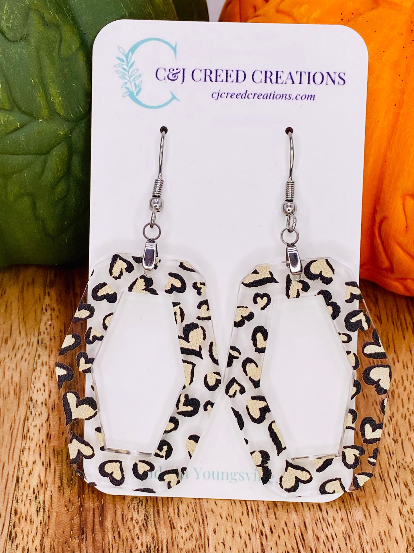 Leopard Heart Print Earrings (Style 1)