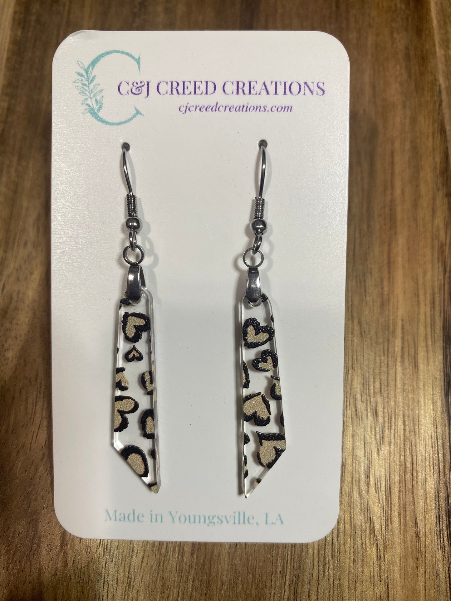 Leopard Heart Print Earrings (Style 2)